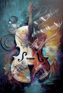 Klassische Violine Malerei mit Pinselstrichen