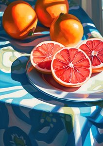Grapefruitscheiben, Dekor Küchenstillleben Gemälde, Kunstdrucke online