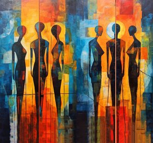 Menschliche Silhouette Zeichnung, Posterfarbe, hochwertige Kunstdrucke, Kunstdrucke auf Anfrage
