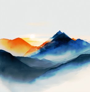 Schattierungen von ruhigen blauen Bergen