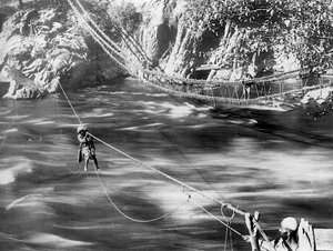 Seilbrücke, Jhelum-Tal, Kaschmir, Indien, ca. 1900