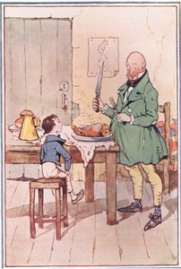 David speiste mit Mr. McCawber im Gefängnis, Illustration aus David Copperfield, 1914