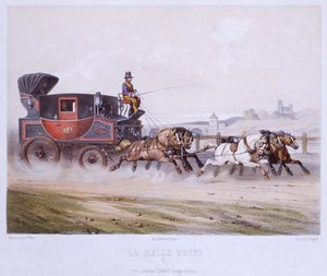Die Postkutsche, graviert von Charles Bargue (1826-83)