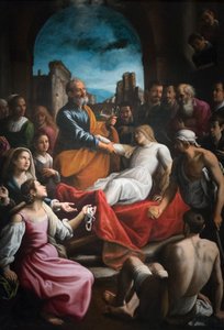 Der heilige Petrus erweckt Tabitha zum Leben von Fabrizio Santafede