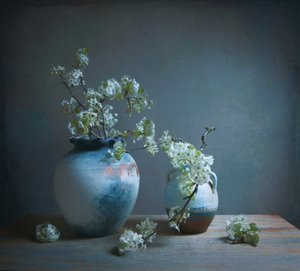 Weißes Blüten-Stillleben von Fangping Zhou