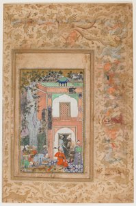 Babur unterhält sich im Palast von Sultan Ibrahim Lodi aus einem Baburnama