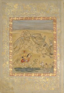 Jahangir beobachtet einen Elefantenkampf, ca. 1605 von Farrukh Chela