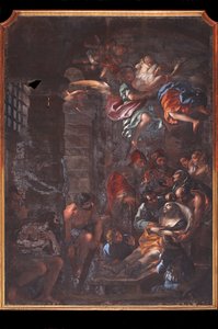 Der Tod des heiligen Rochus in einer Gefängniszelle in Arona