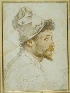 Kopf und Schultern eines bärtigen Mannes mit Mütze von Federico Zuccaro