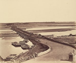Bootsbrücke über den Jumna, aufgenommen von Lulim Ghur