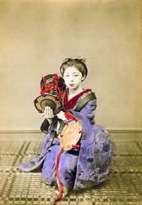 Geisha spielt die Tsuzumi, Japan, 1882