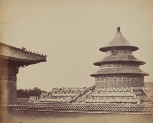 Himmelstempel von dem Ort, an dem die Priester verbrannt werden, in der chinesischen Stadt Peking, Oktober 1860 von Felice Beato