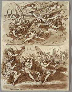 Engel, die Symbole des Martyriums tragen, Studie nach Domenichino von Felice Giani