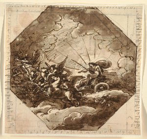 Apollon in seinem Wagen mit Aurora, Sala Ottogonale, Palazzo Milzetti, Faenza von Felice Giani