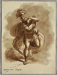 Blinder Soldat, Detail aus der Bekehrung des heiligen Paulus, Studie nach Agostino Carracci von Felice Giani