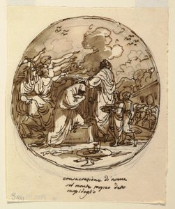 Deckengestaltung für die Weihe von Numa, Sala di Numa Pompilius, Palazzo Milzetti, Faenza von Felice Giani