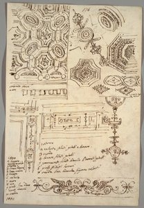 Dekorative Motive; Rückseite: Anatomische Studien von Felice Giani