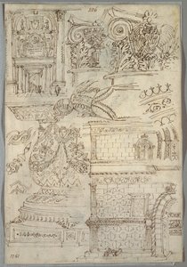 Dekorative Studie; Verso: Anatomische Studie von Felice Giani