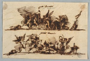 Entwurf für zwei Friese mit Putti von Felice Giani