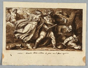Blatt aus einem Skizzenbuch: Minerva befiehlt Odysseus, Frieden mit den Freiern der Penelope zu schließen, vor 1805