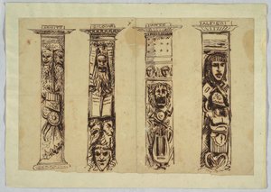Vier Säulen für italienische Renaissance-Schriftsteller von Felice Giani