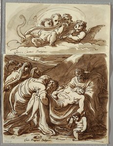 Vier Putti machen Musik, Studie nach Lodovico Carracci; Christus, Studie nach Massari