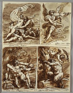 Glauco und Scylla, Studie nach Agostino Carracci