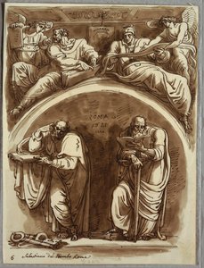 Lunette mit den Heiligen Petrus und Paulus, Matthäus und dem Propheten Jesaja, Studie nach Sebastiano del Piombo von Felice Giani