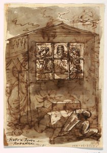 Skizzenbuch-Folio, Papst Sixtus II. und Diakon von Felice Giani
