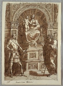 Die Madonna und das Kind auf dem Thron mit Heiligen; Studie nach Panetti oder Costa von Felice Giani