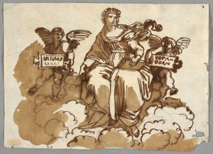 Theologie, nach Raphael Sansio, Stanza della Segnatura, Vatikan