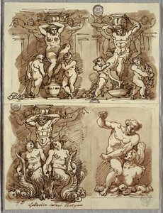 Drei Hermen, Studien nach Carracci