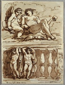 Venus und Amor, Studie nach Annibale Carracci von Felice Giani