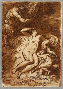 Venus und Amor und Satyr, Studie nach Correggio