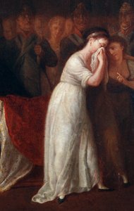 Eine Frau als das Gesetz, das den Status der Mutter innerhalb der Familie regelt, untergeordnet dem des Ehemanns. Detail der Verkündung des Zivilgesetzbuches oder Code Napoleon Bonaparte am 21.03.1804 von Felice Guascone