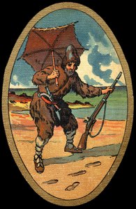 Robinson Crusoe: Illustration von Felician MYRBACH MYRBACH RHEINFELD (1853-1940) für das Buch von Daniel Defoe Robinson Crusoe. Kein Datum. Um 1934