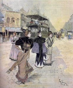 Grands Boulevards in Paris im April. Nach dem Aquarell von Felix Fournery (1865-1938) 1893 von Felix (after) Fournery