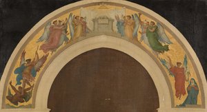 Skizze für die Dreifaltigkeitskirche: Das Osterlamm. Gruppe anbetender Engel. Der Erzengel Michael besiegt den Teufel. Die Verkündigung. Heiliger Paulus. Heiliger Petrus, ca. 1864
