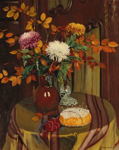 Chrysanthemen und Herbstlaub, 1922 von Felix Edouard Vallotton