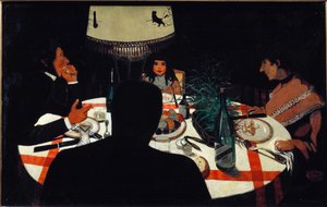 Abendessen, Lampeneffekt von Felix Edouard Vallotton