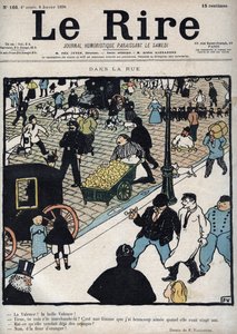 Auf der Straße - Titelblatt der Zeitung „Le Rire“, vom 6. Januar 1898, Zeichnung von Felix Vallotton