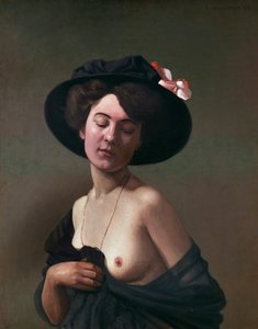Dame mit schwarzem Hut von Felix Edouard Vallotton