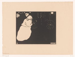 Zwei Herren und eine Dame bei einer Kutsche von Felix Edouard Vallotton