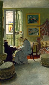 Frau, die in einem Innenraum schreibt, 1904 von Felix Edouard Vallotton