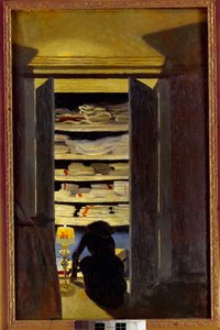 Frau sucht in einem Schrank von Felix Edouard Vallotton
