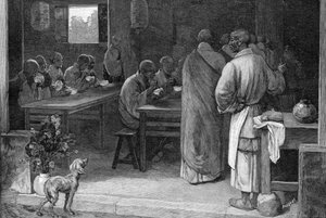 Refektorium in einem buddhistischen Kloster