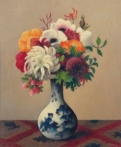 Stillleben mit Blumen in einer chinesischen Vase von Felix Elie Tobeen