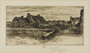 Die großen strohgedeckten Hütten von Felix Hilaire Buhot