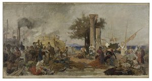 Skizze für die Kuppel der Pariser Handelsbörse: Handelsaktivität in Europa, ca. 1889 von Felix Hippolyte Lucas
