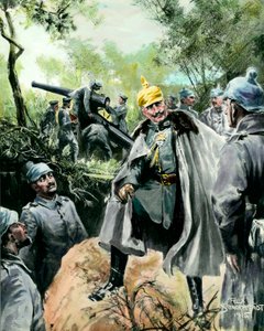 Erster Weltkrieg: Porträt von Kaiser Wilhelm II. (1859-1941) beim Besuch eines Artilleriepostens von Felix Schwormstadt